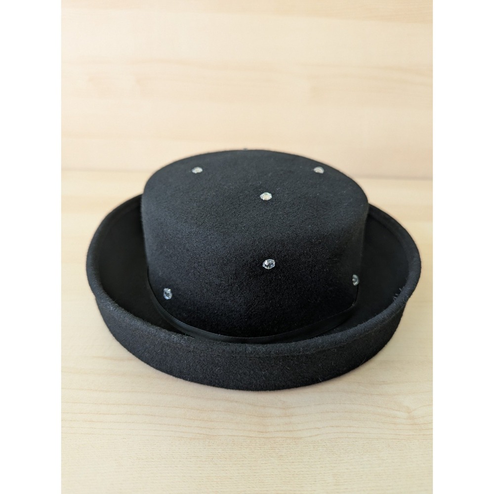 Vintage Bollman Hat Co. Doeskin felt Hat Black Wool Stud Hat